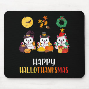 Tapis De Souris Femme Cute Kitten Halloween Chat Noël Joyeux H