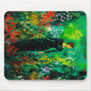 Tapis De Souris Femme dans la belle prairie verte