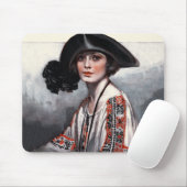Tapis De Souris Femme dans le chemisier brodé (Avec souris)
