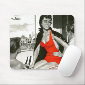 Tapis De Souris Femme d'un rouge ardent (Avec souris)