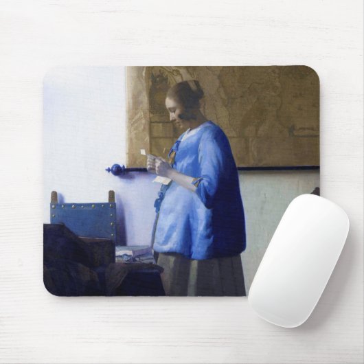 Tapis De Souris Femme en bleu, Johannes Vermeer (Avec souris)