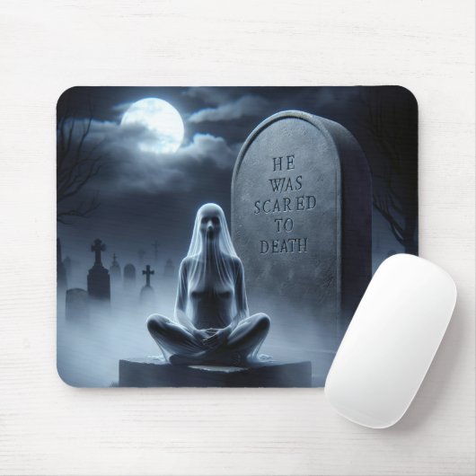 Tapis De Souris Femme fantôme assise dans un cimetière (Avec souris)
