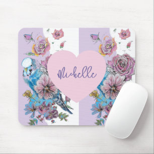 Tapis de souris femme floral lavande violet Budgie