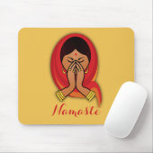 Tapis De Souris Femme hindoue avec tête en Namaste Salutation (Avec souris)