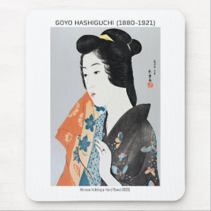 Tapis De Souris Femme japonaise tenant sa serviette - Goyō Hashigu