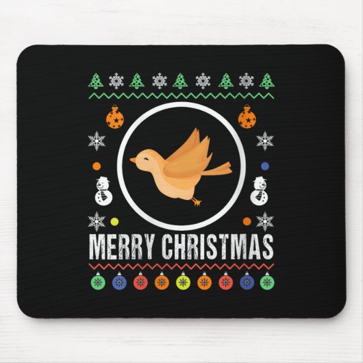 Tapis De Souris Femme Joyeux Noël Oiseau Sweat Ugly Noël Tricot (Devant)
