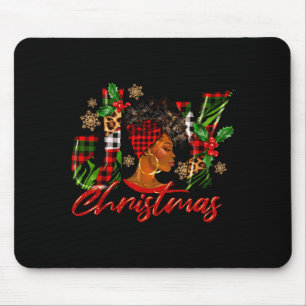 Tapis De Souris Femme noire américaine joyeuse et drôle Noël A