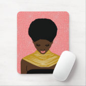 Tapis De Souris femme noire rose en bas | Collier tribal (Avec souris)
