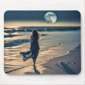 Tapis De Souris Femme Promenade plage de nuit (Devant)