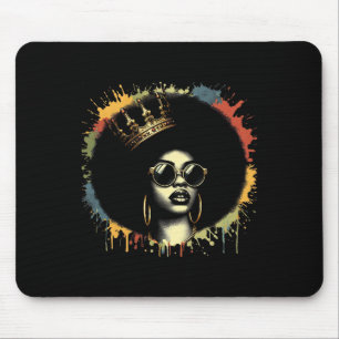 Tapis De Souris Femme Reine Noire séchant Afro fille Melanin Juin