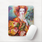 TAPIS DE SOURIS FEMME ROMANTIQUE AVEC PEACOCK FEACOCK (Avec souris)