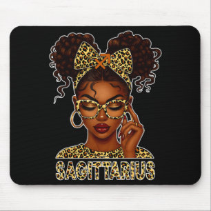 Tapis De Souris Femme Sagittaire Fille Noire Arc Léopard Zodiaque