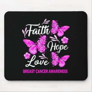 Tapis De Souris Femme Sensibilisation au cancer du sein Faith Hope