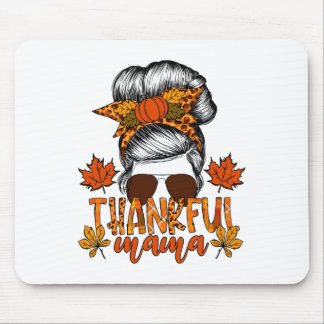 Tapis De Souris Femme Thanksgiving Messy Bun Cheveux Fall Mama