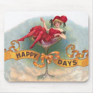 Tapis De Souris Femme victorienne Champagne rouge heureuse