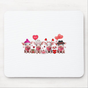 Tapis De Souris Femmes Cochons de Saint Valentin Fête de la Ferme