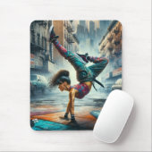 Tapis De Souris Femmes en action de Breakdancer Silhouette de New (Avec souris)