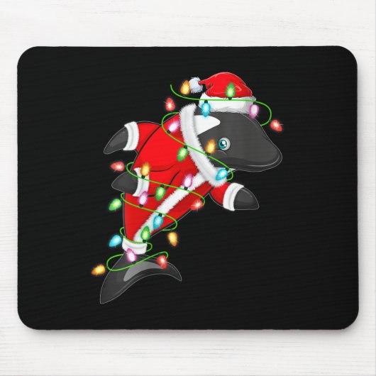 Tapis De Souris Femmes Orca Xmas Éclairage Père Noël Costume Orca (Devant)