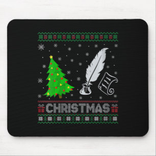 Tapis De Souris Femmes Poésie Xmas Arbre Éclairage de Noël moche V