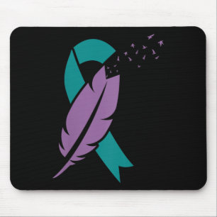 Tapis De Souris Femmes Ribbon Oiseaux Plumes Suicide Sensibilisati