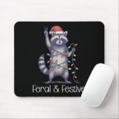 Tapis De Souris Feral And Festive Raccoon, Funny Christmas (Avec souris)