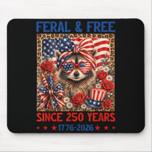 Tapis De Souris Féral depuis 250 ans 1776-2026 Raton laveur Drapea