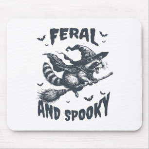 Tapis De Souris Feral Et Éffrayant Raccoon sorcier Casquette Hallo