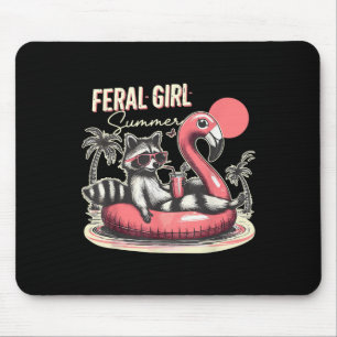 Tapis De Souris Feral Girl été drôle mème Feral Raccoon été