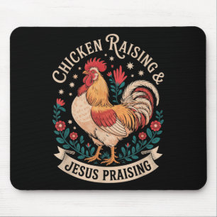 Tapis De Souris Ferme éleveuse de poulets fidèle drôle chrétien ré