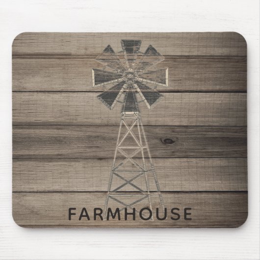 Tapis De Souris Ferme Rustique Bois Patiné Pays Wind Mill (Devant)