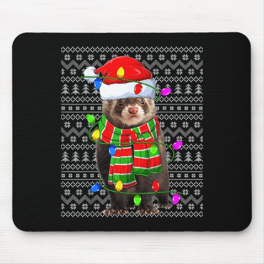 Tapis De Souris Ferret Ugly Xmas Lighting Santa Ferret Christmas (Devant)