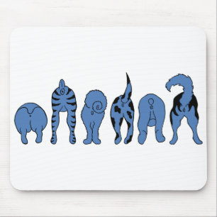 Tapis De Souris Fesses de chien bleu