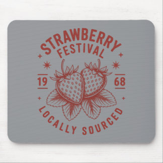 Tapis De Souris Festival de la fraise Eté rétro Fruit Vintage