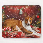 Tapis De Souris Festival de Noël de Chien Basenji (Devant)