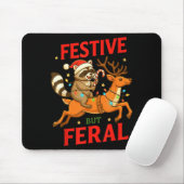 Tapis De Souris Festive But Feral Funny Christmas Raccoon Riding R (Avec souris)