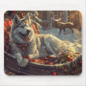 Tapis De Souris Festive de Noël de chien laphund finlandais (Devant)