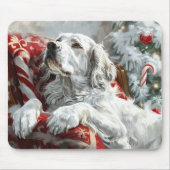 Tapis De Souris Festive de Noël de Chien Setter anglais (Devant)
