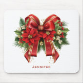 Tapis De Souris Festive de Noël rouge et or (Devant)