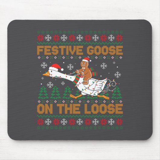 Tapis De Souris Festive Goose On The Loose Funny Gingerbread Ugly  (Devant)