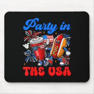Tapis De Souris Fête Aux Etats-Unis 4 juillet Soda Cute Et Hotdog