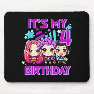 Tapis De Souris fête d'anniversaire 4 ans k pop enfants 4ème anniv