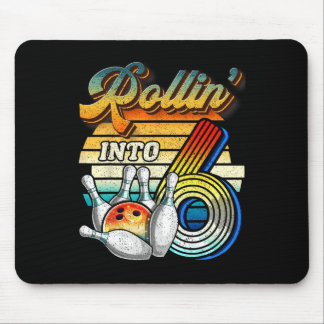 Tapis De Souris Fête d'anniversaire de bowling pour 6 ans