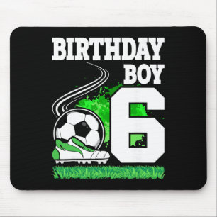 Tapis De Souris Fête d'anniversaire de football - Garçon de 6 ans
