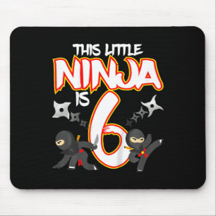 Tapis De Souris Fête d'anniversaire de ninja de 6 ans pour enfants