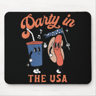 Tapis De Souris Fête Dans Les Etats-Unis Hot Dog Love USA Fun Quar