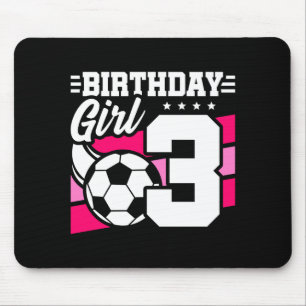 Tapis De Souris Fête de football de 3 ans 3e anniversaire fille