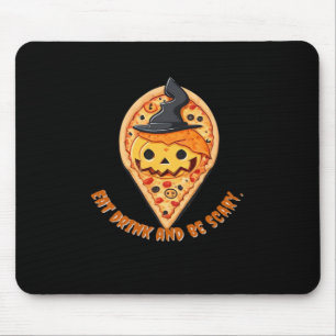 Tapis De Souris Fête de la Pizza Halloween Citrouille Chapeau de S