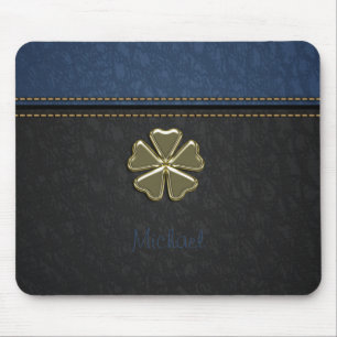 Tapis De Souris Fête de la Saint-Patrick Shamrock, Cuir Bleu