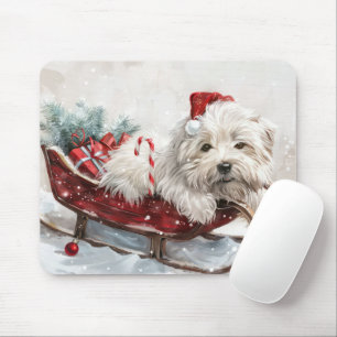 Tapis De Souris Fête de Noël de Chien de Coton De Tulear