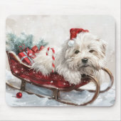 Tapis De Souris Fête de Noël de Chien de Coton De Tulear (Devant)